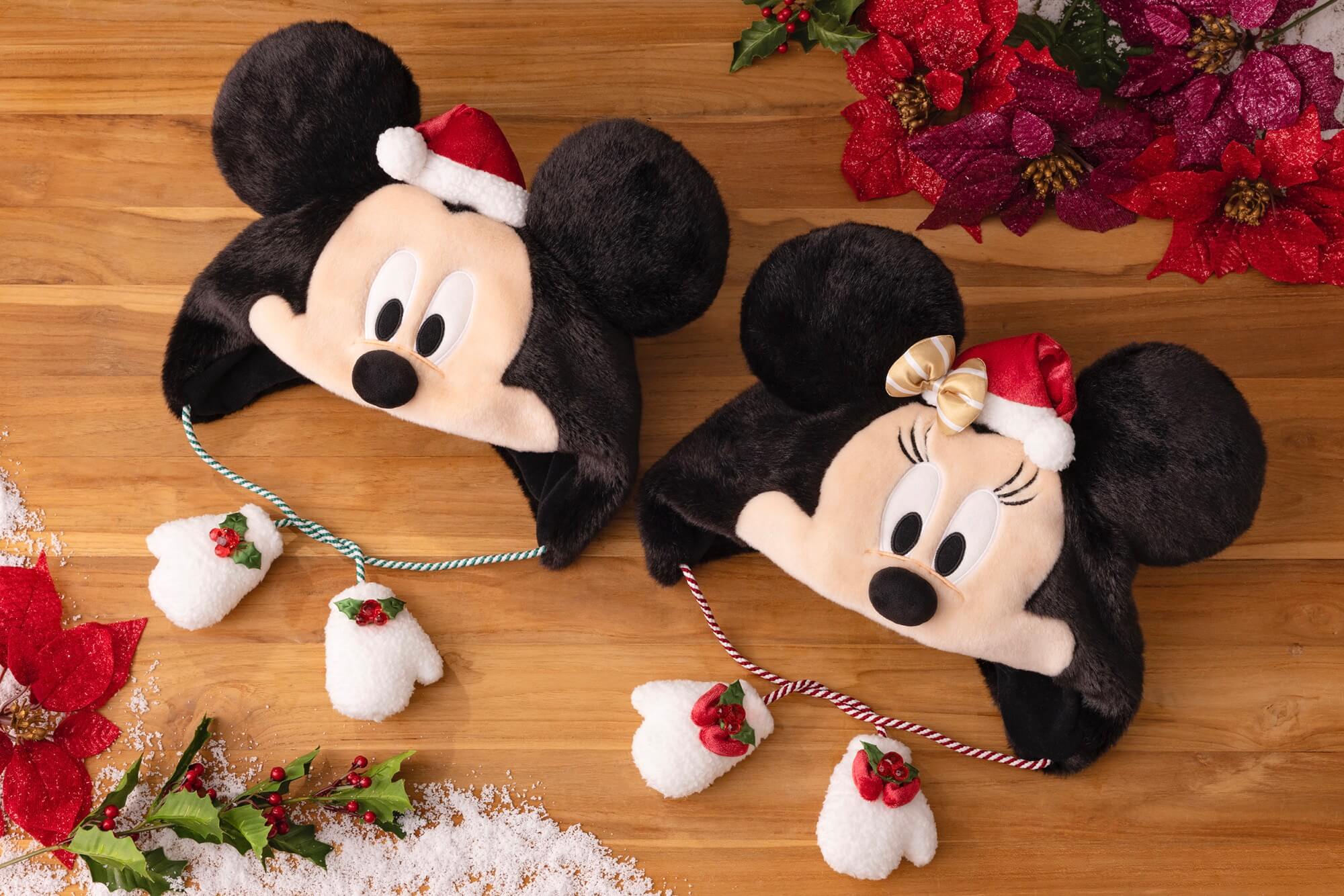 ディズニー　ミッキー　ミニー　ファンキャップ　ペア　レア　クリスマス　セット ディズニー・クリスマスの人気ファッション ミッキー＆ミニーのファン