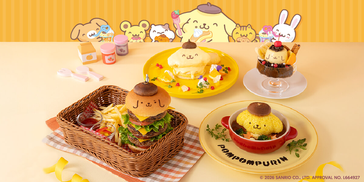 ポムポムプリン　ポムポムプリンカフェ限定マフィンマスコット　おそろ帽子 ポムポムプリン30周年のテーマカフェ 東京・大阪に期間限定オープン